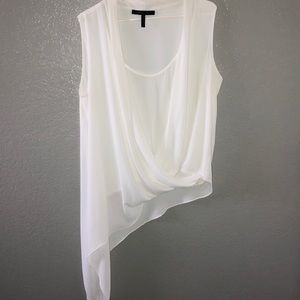 BCBG MaxAzria Draped-Front White Blouse